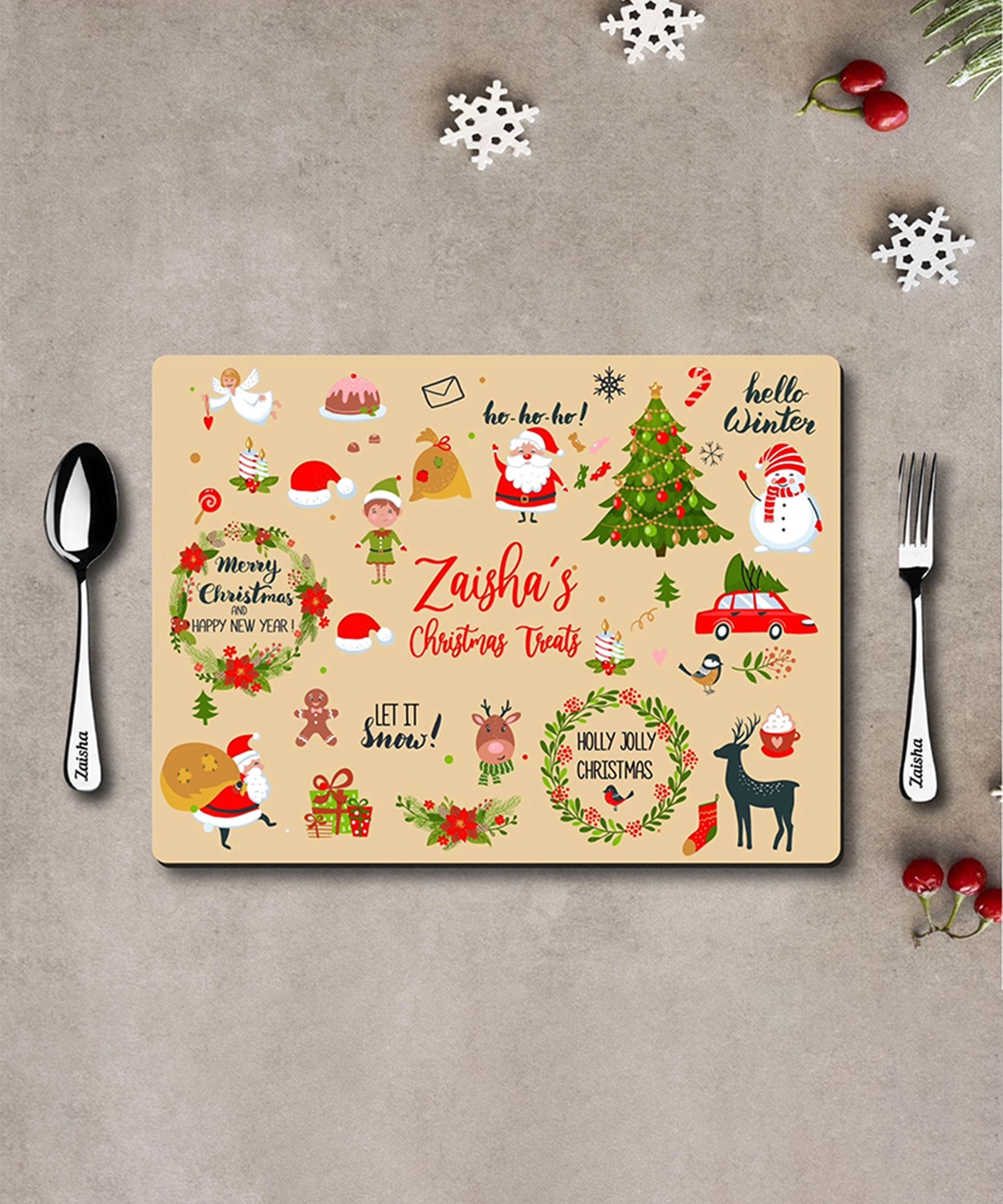 Mat Coaster Set- Merry Christmas